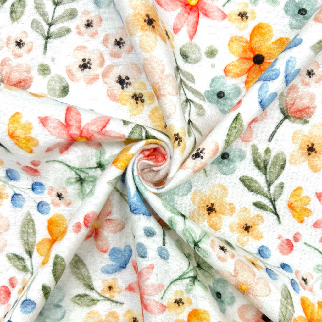 Berry Bloom Brushed Cotton Fabric