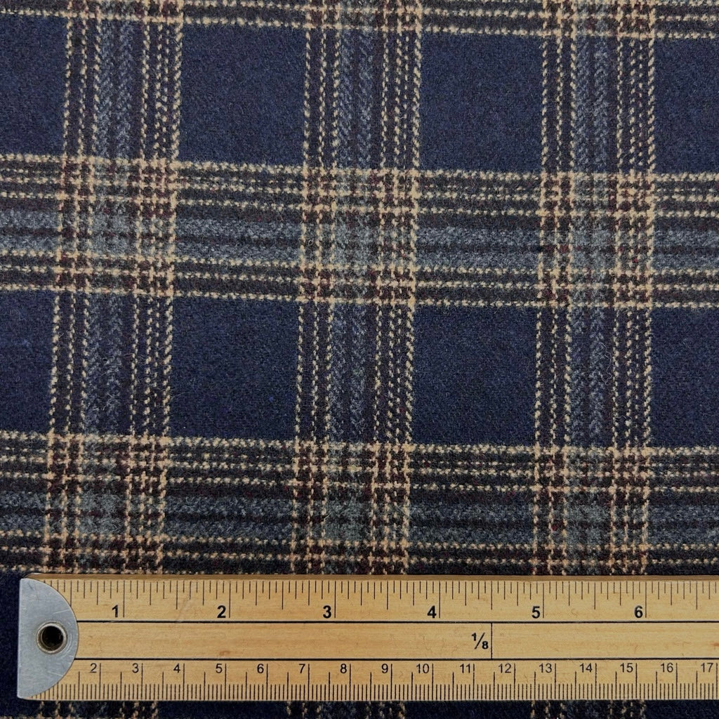 Retro Check Wool Blend Fabric
