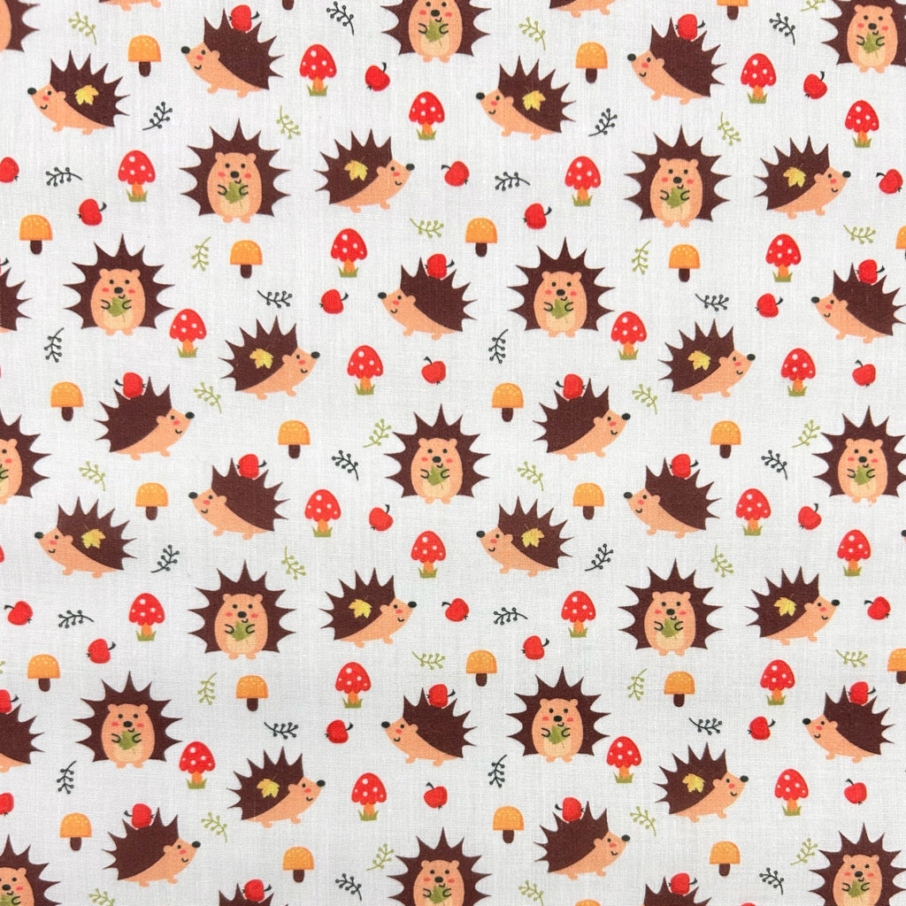 Autumn Hedgehog Polycotton Fabric