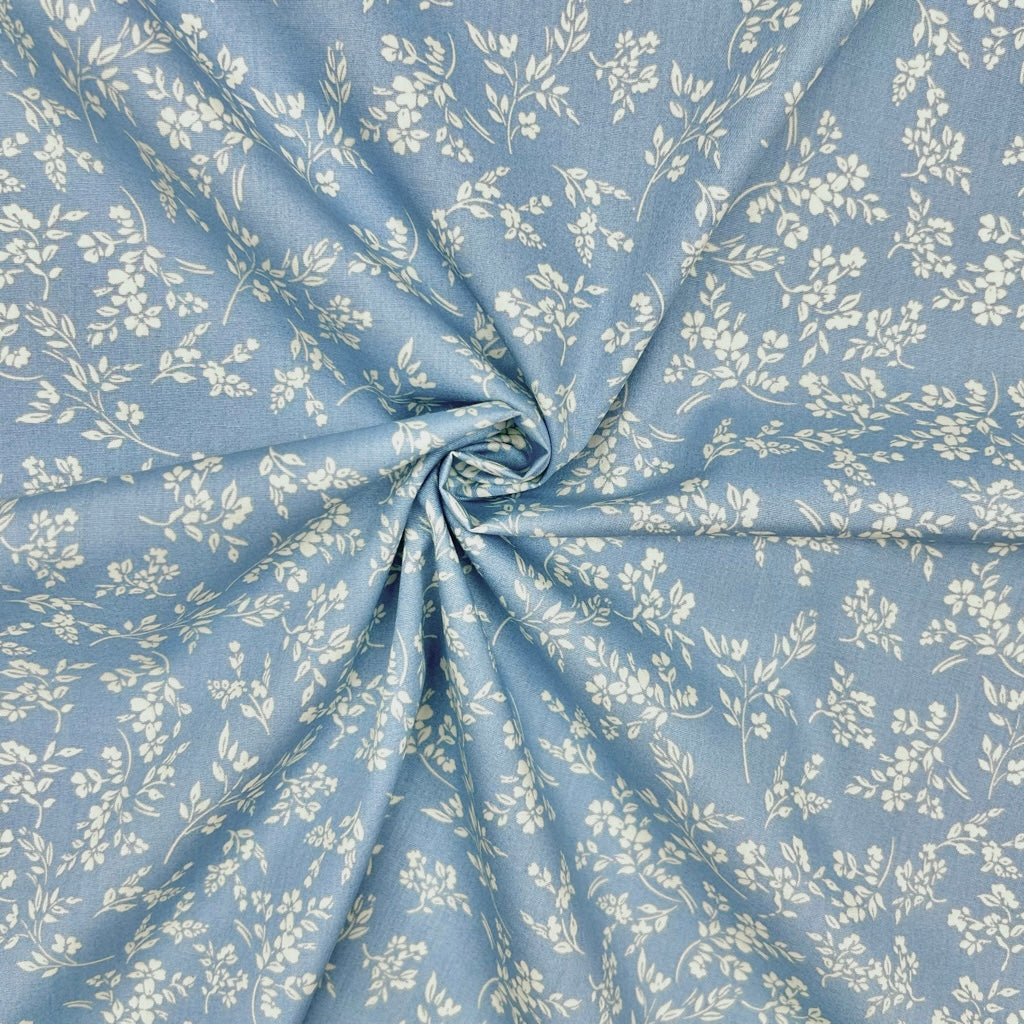 Vintage Ditsy Rose & Hubble Cotton Poplin Fabric