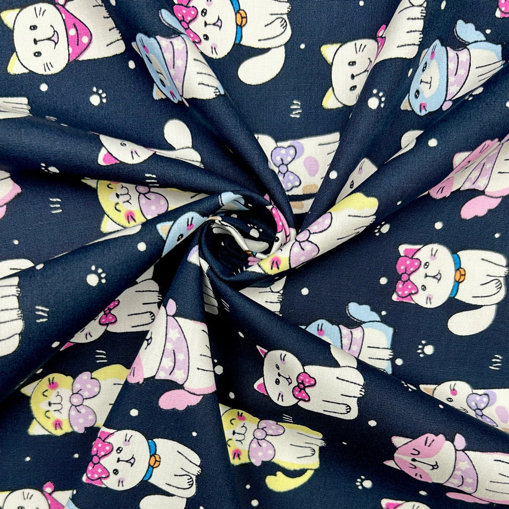Kitty Squad Cotton Poplin Fabric