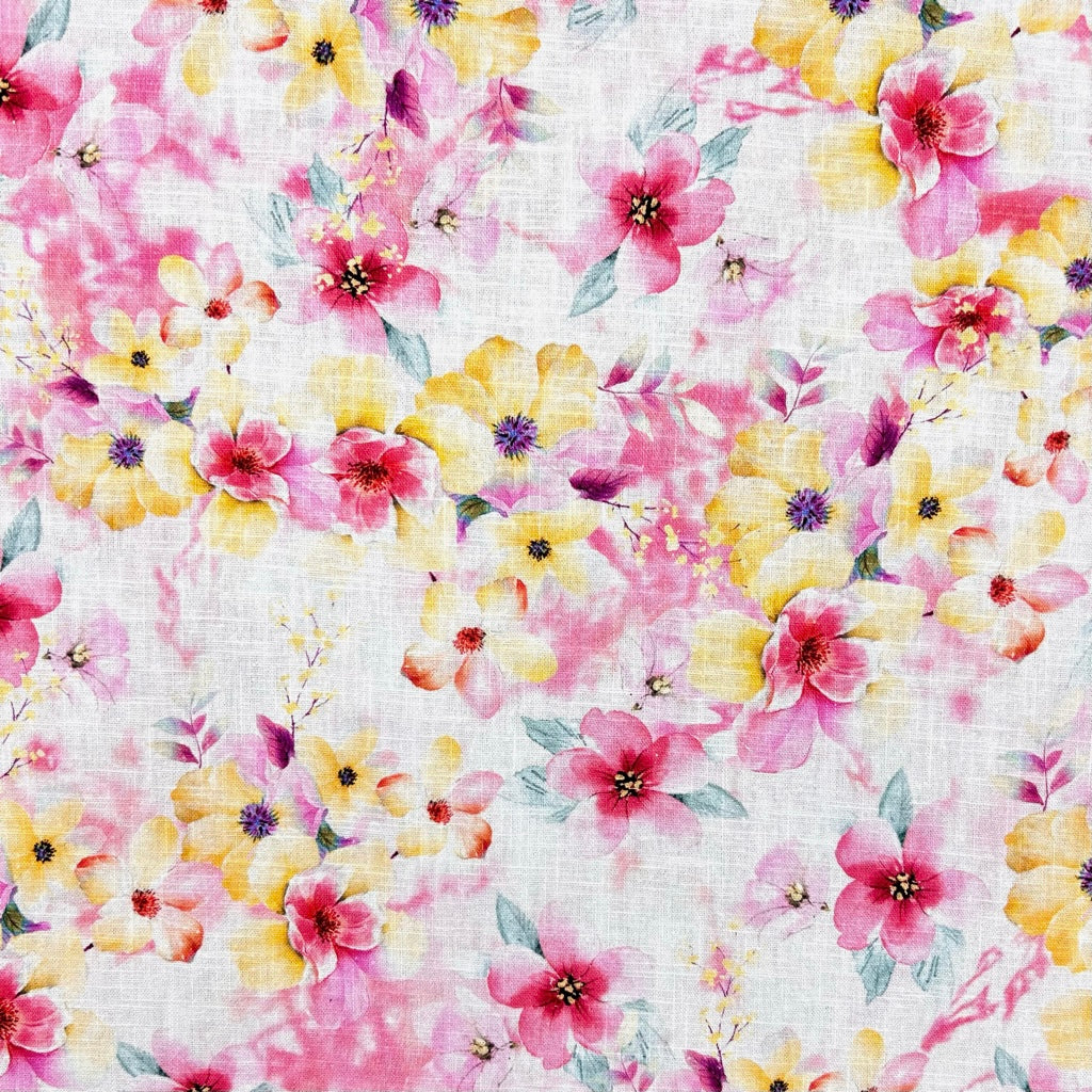 Delicate Bloom Cotton Linen Fabric