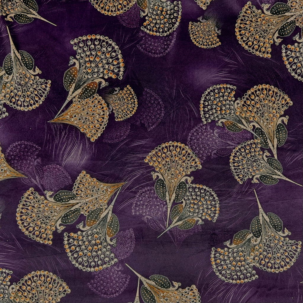 Peacock Garden Stretch Velvet Fabric