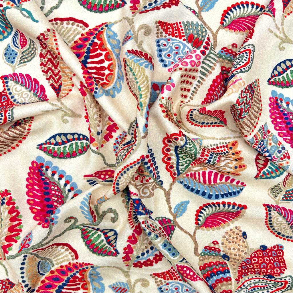 Folk Garden Viscose Fabric
