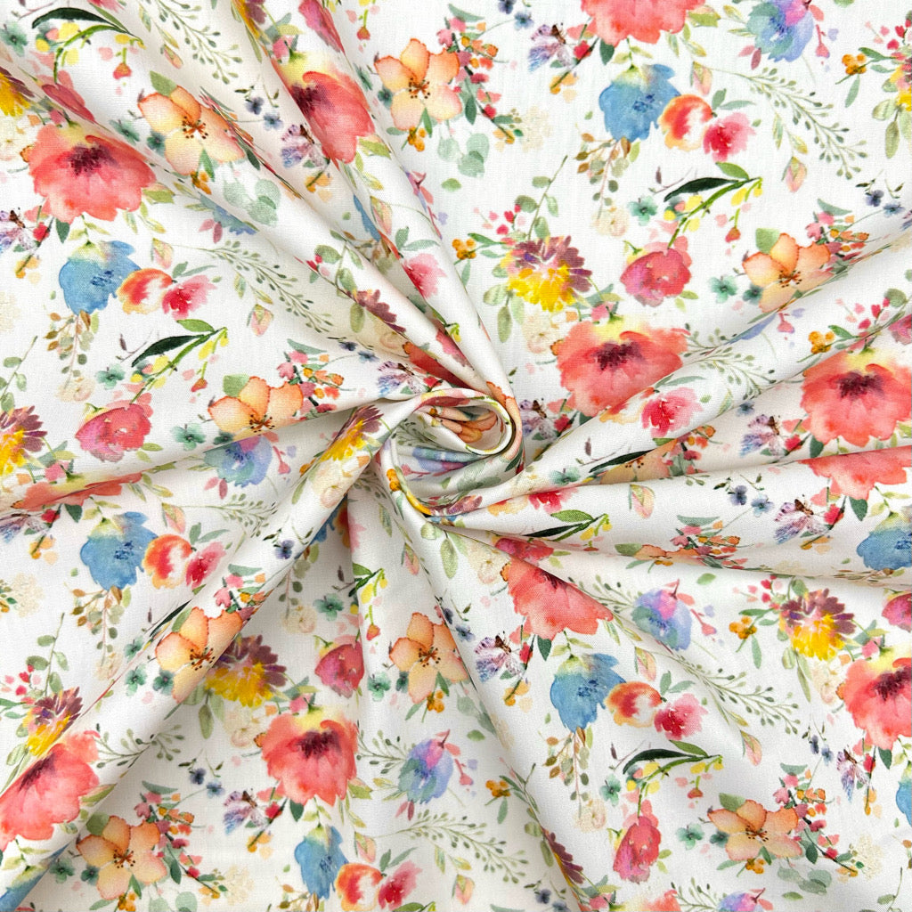 Petal Splash Rose & Hubble Cotton Poplin Fabric