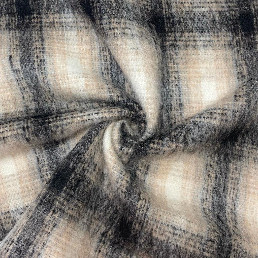 Cream/Black Checkered Wool Blend Fabric - 2 metres for £9.95 #3 - Pound Fabrics