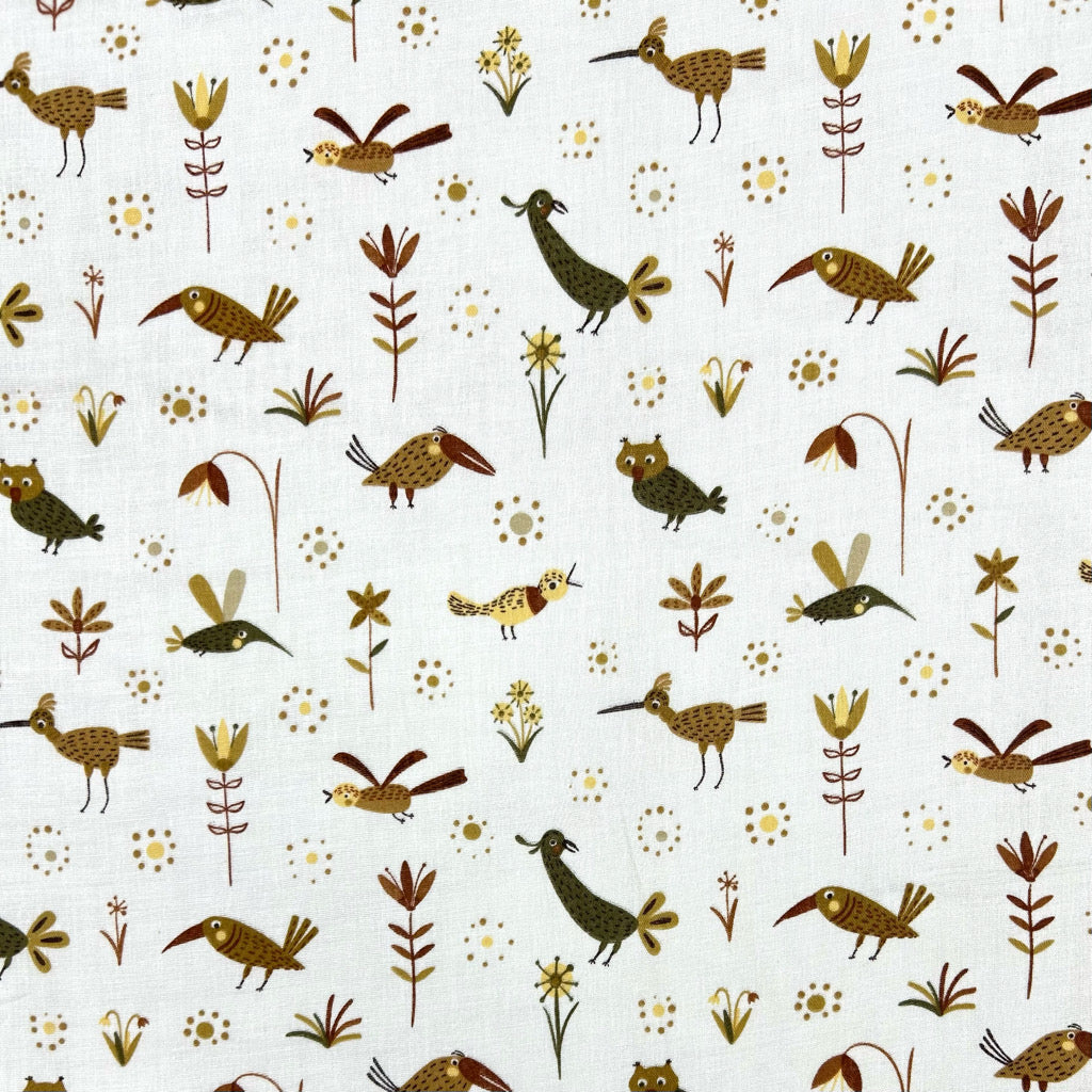 Birdsong Blossom Flat Double Gauze Fabric