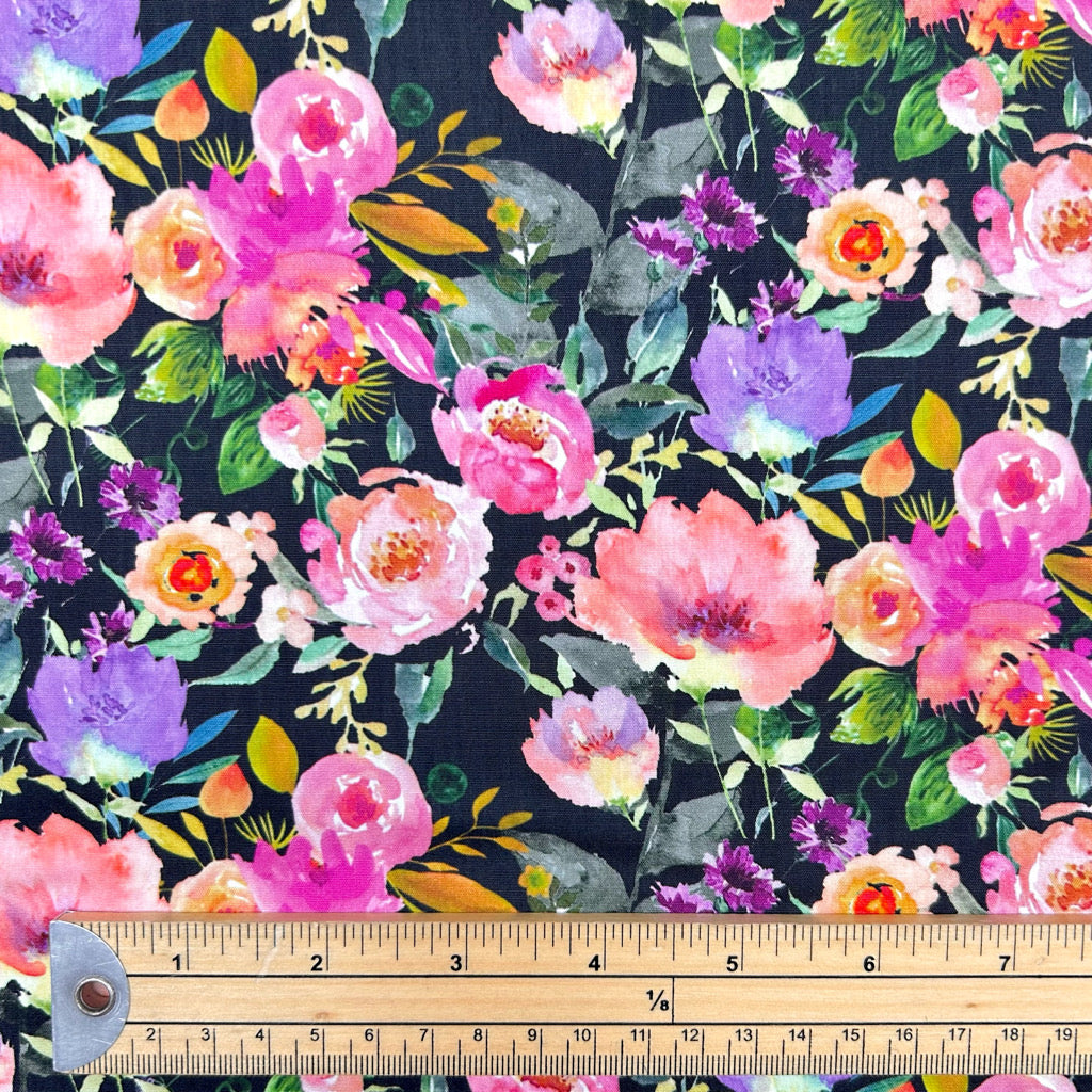 Flower Impression Rose & Hubble Cotton Poplin Fabric