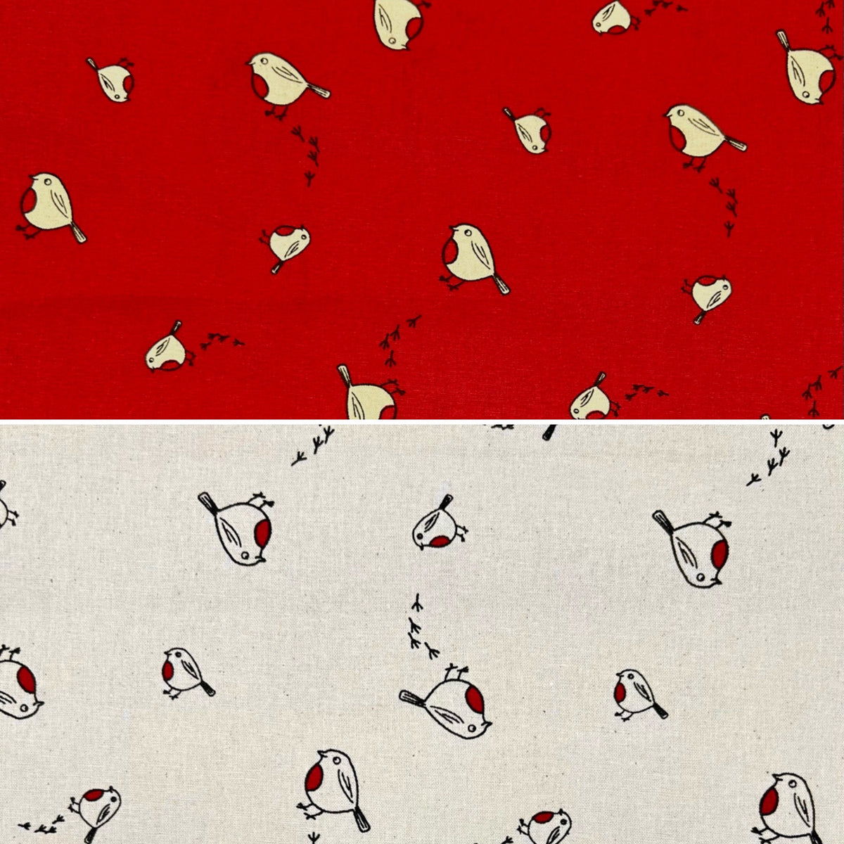 Little Robin Christmas Cotton Fabric