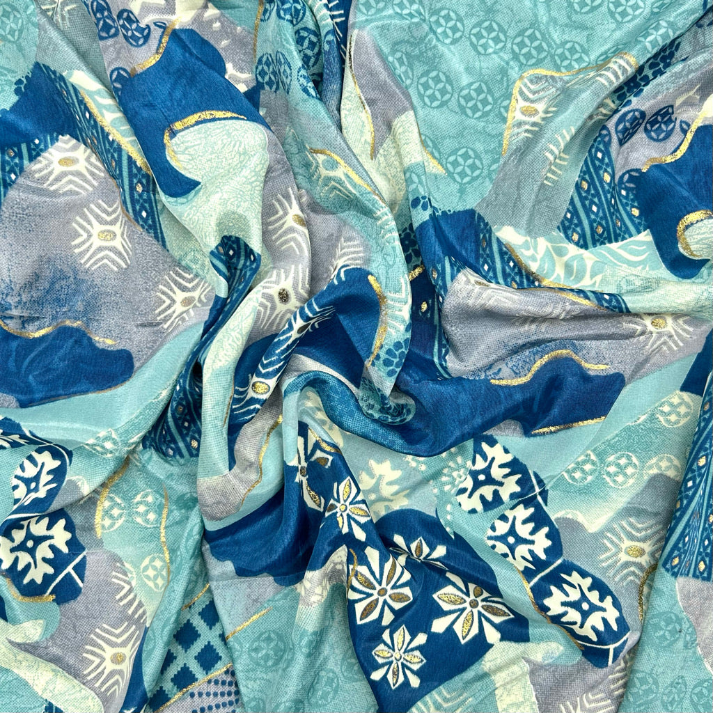 Mixed Panels Silky Polyester Fabric
