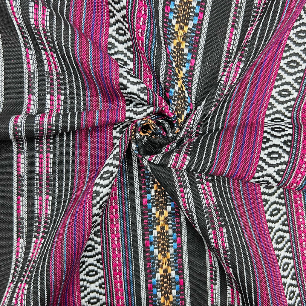 Midnight Fuchsia Tribal Print Recycled Jacquard Fabric