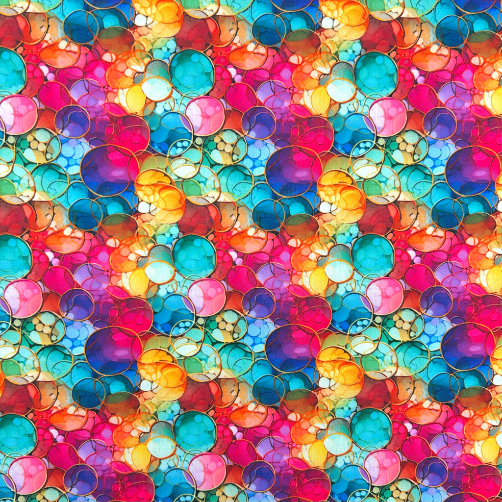 Colourful Bubbles Polycotton Fabric