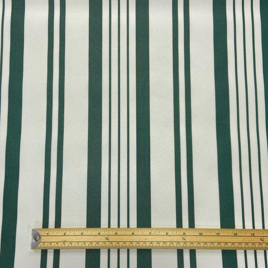 Green Stripes on White PU Coated Waterproof Fabric - Pound Fabrics