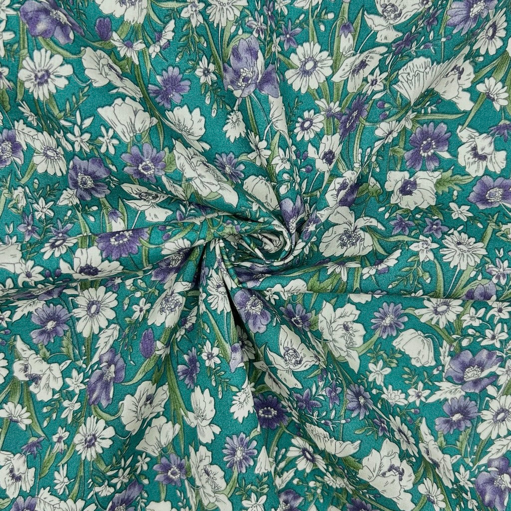 Countryside Garden Rose & Hubble Cotton Poplin Fabric