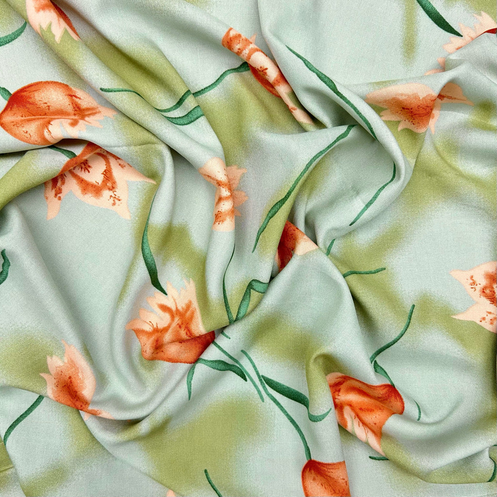 Spring Petals Viscose Challis Fabric