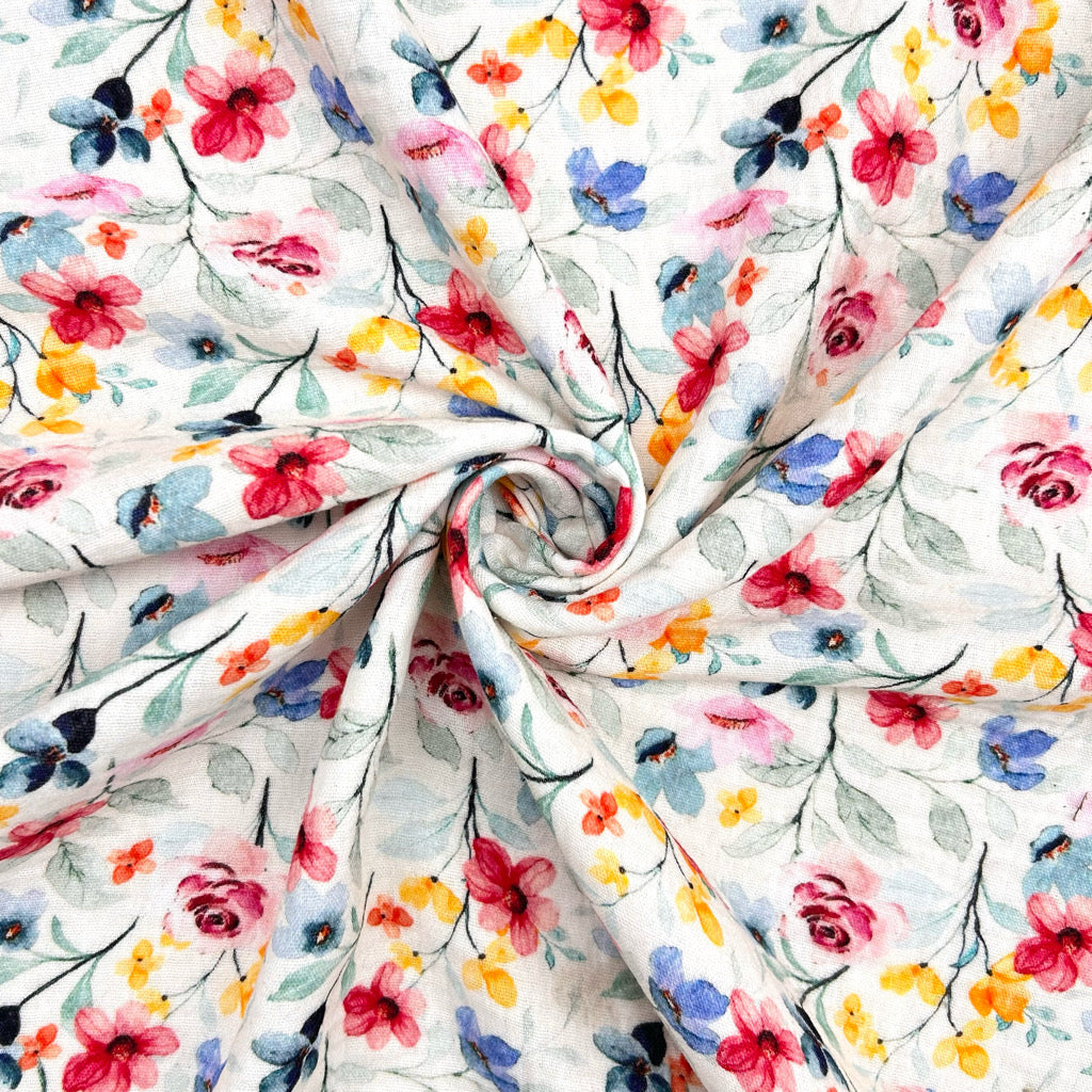 Colourful Blooms Double Gauze Fabric