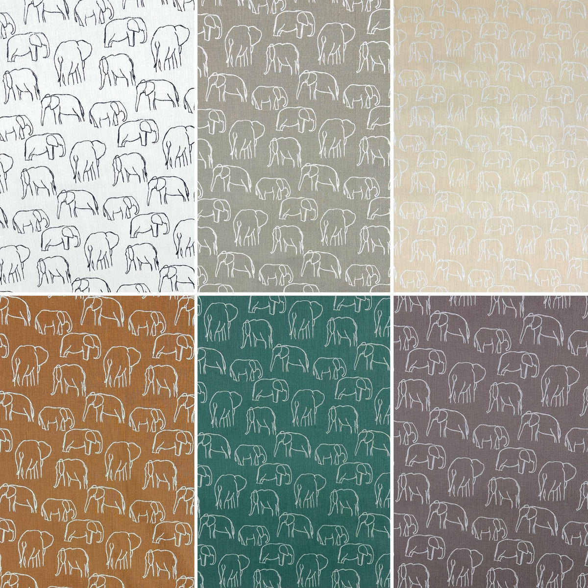 Elephant Art Cotton Poplin Fabric