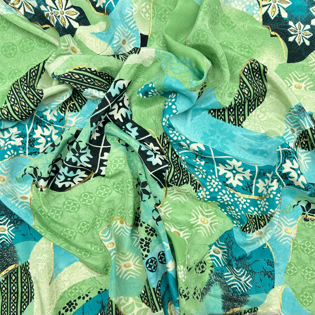 Mixed Panels Silky Polyester Fabric