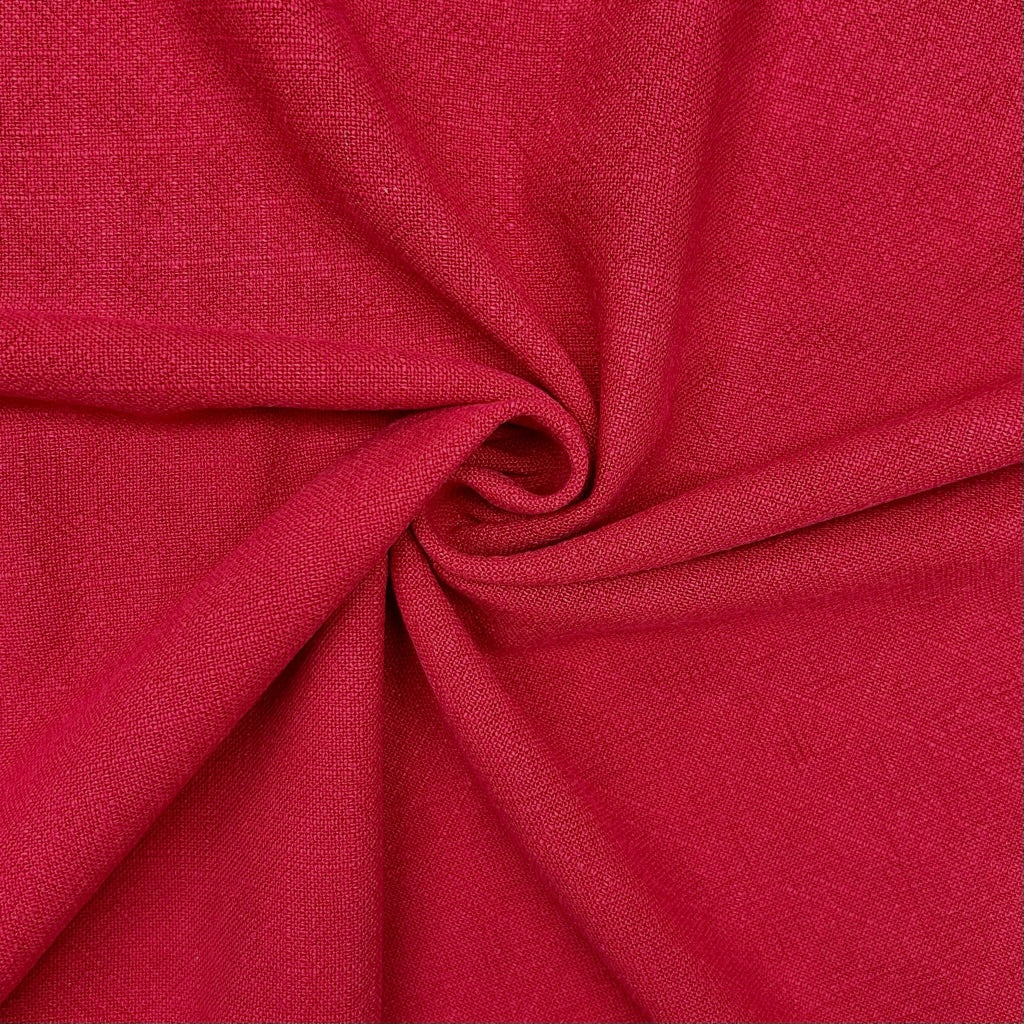 Special Offer Red Stonewashed Linen Blend Fabric