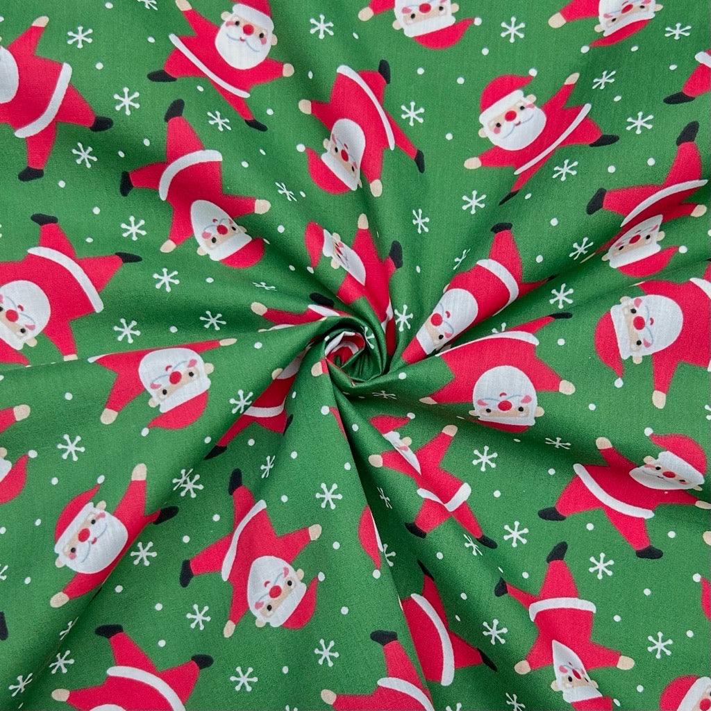 Happy Santa Polycotton Fabric - Pound Fabrics