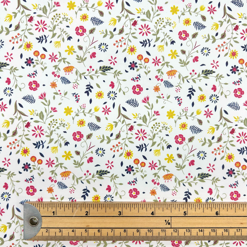 Petal Charm on White Raincoat Fabric