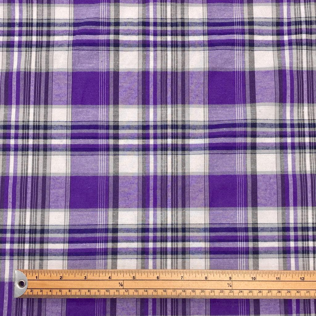 Lilac Checkered Polycotton Fabric - Pound Fabrics