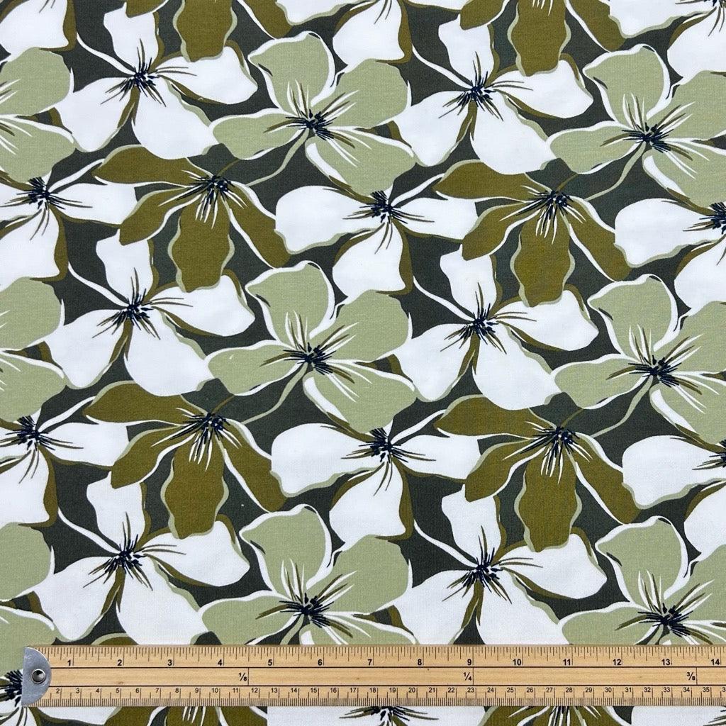 Olive Floral Sweatshirt Fabric - Pound Fabrics