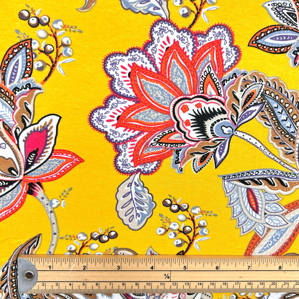Yellow Garden Viscose Jersey Fabric
