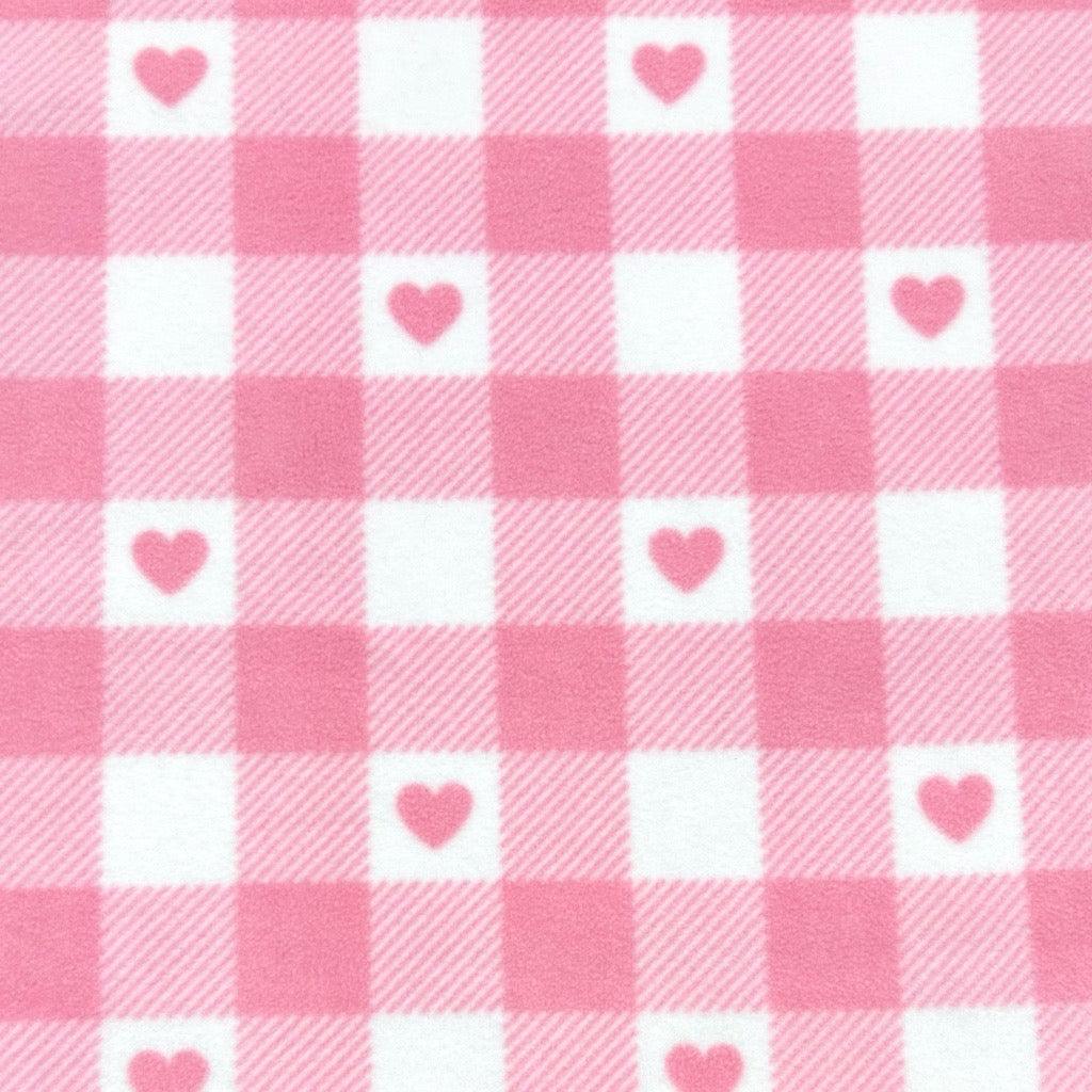 Hearts in Squares Anti Pill Polar Fleece Fabric - Pound Fabrics