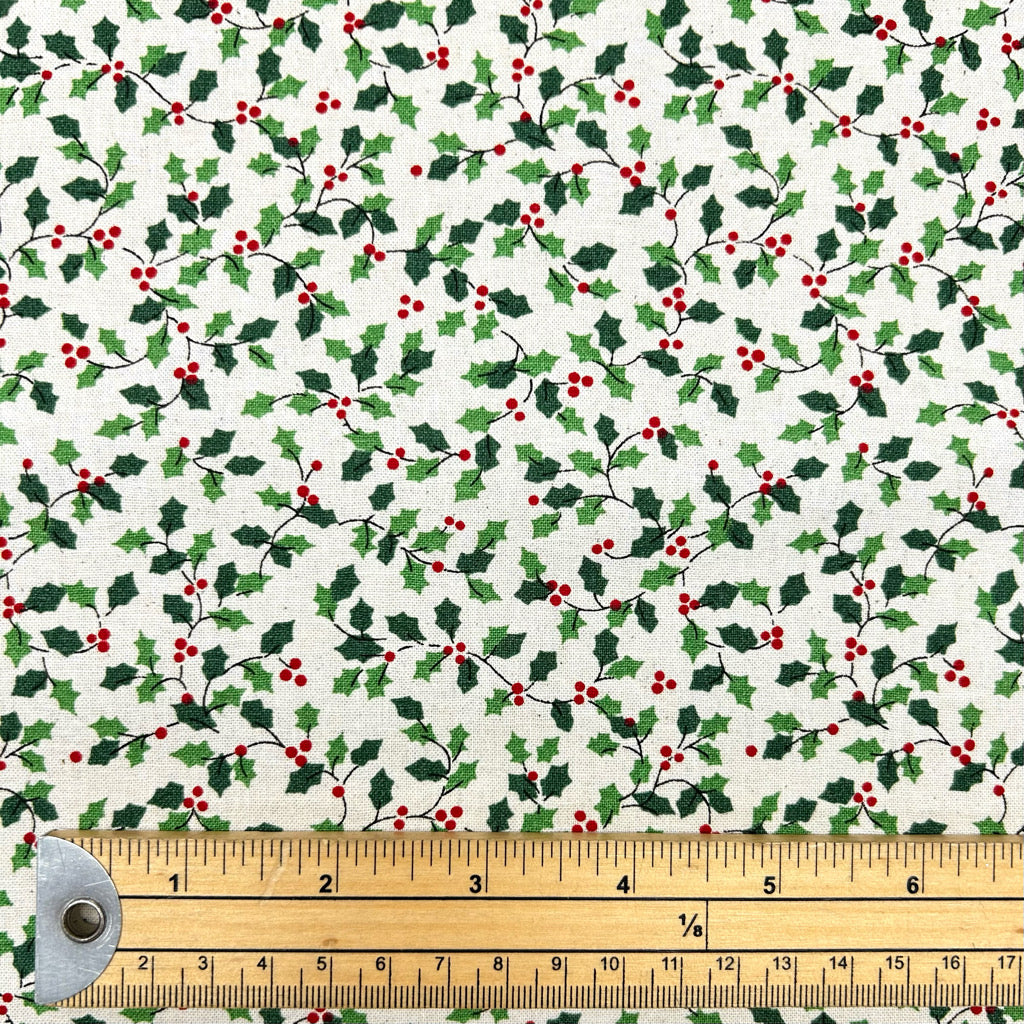 Holly Vine Christmas Cotton Fabric