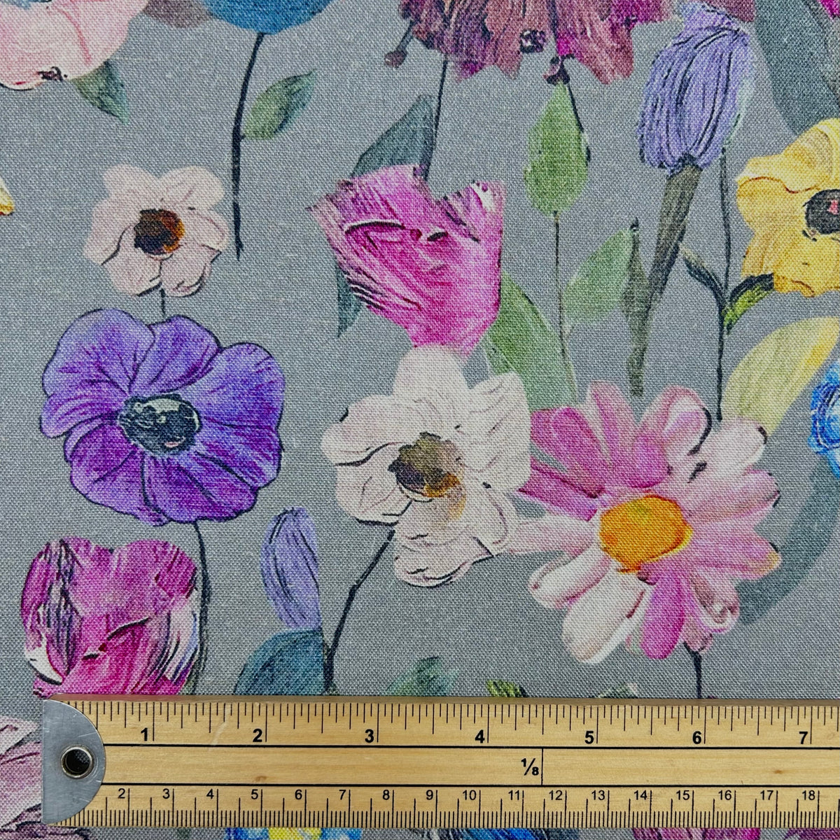 Hand Painted Garden Linen Viscose Fabric