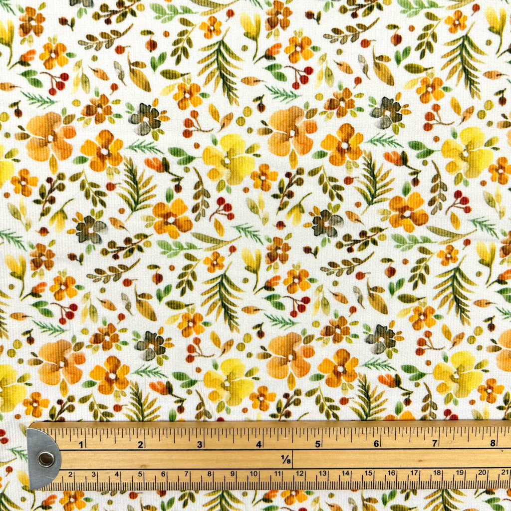 Vintage Flowers Needlecord Fabric