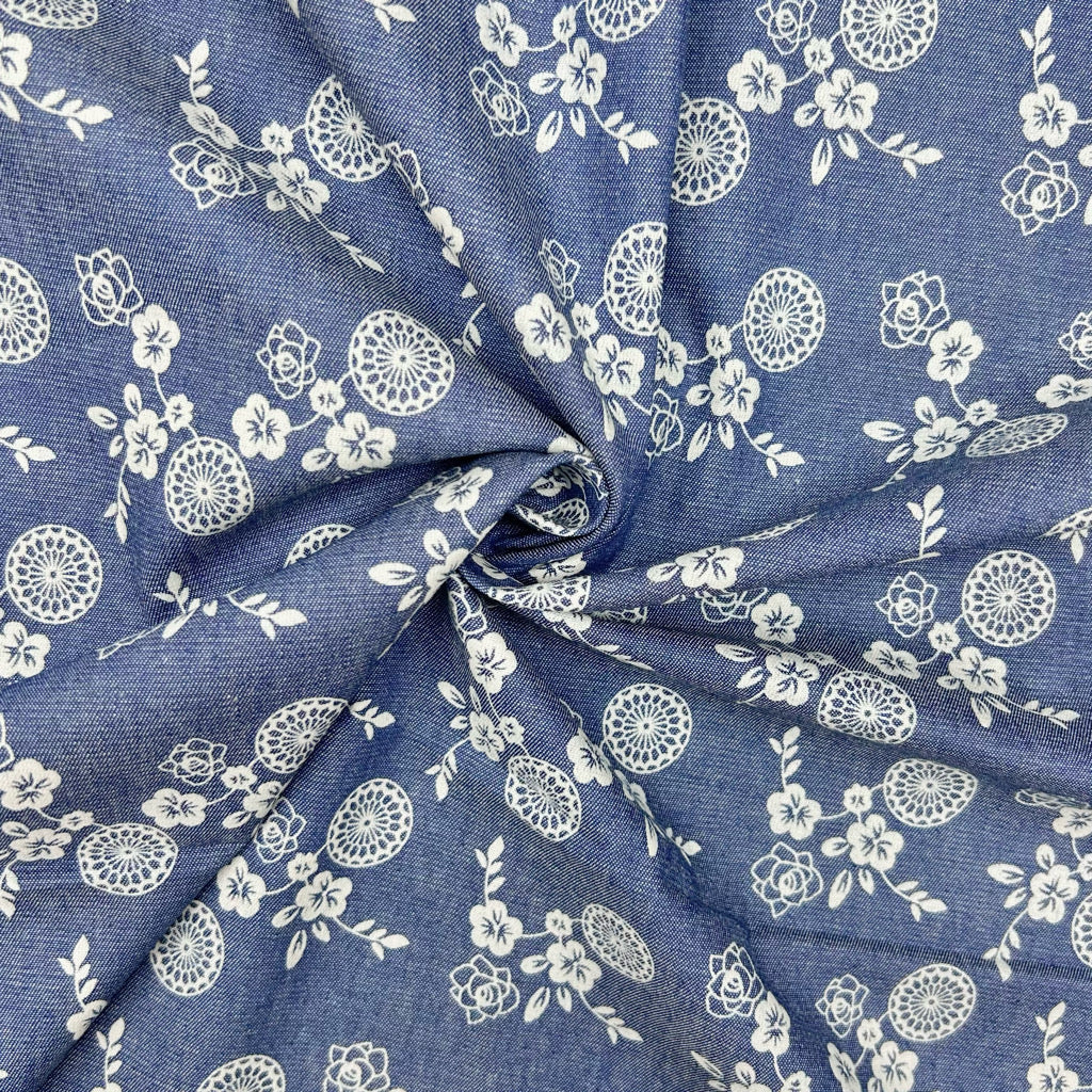 Petite Meadow Chambray Denim Fabric
