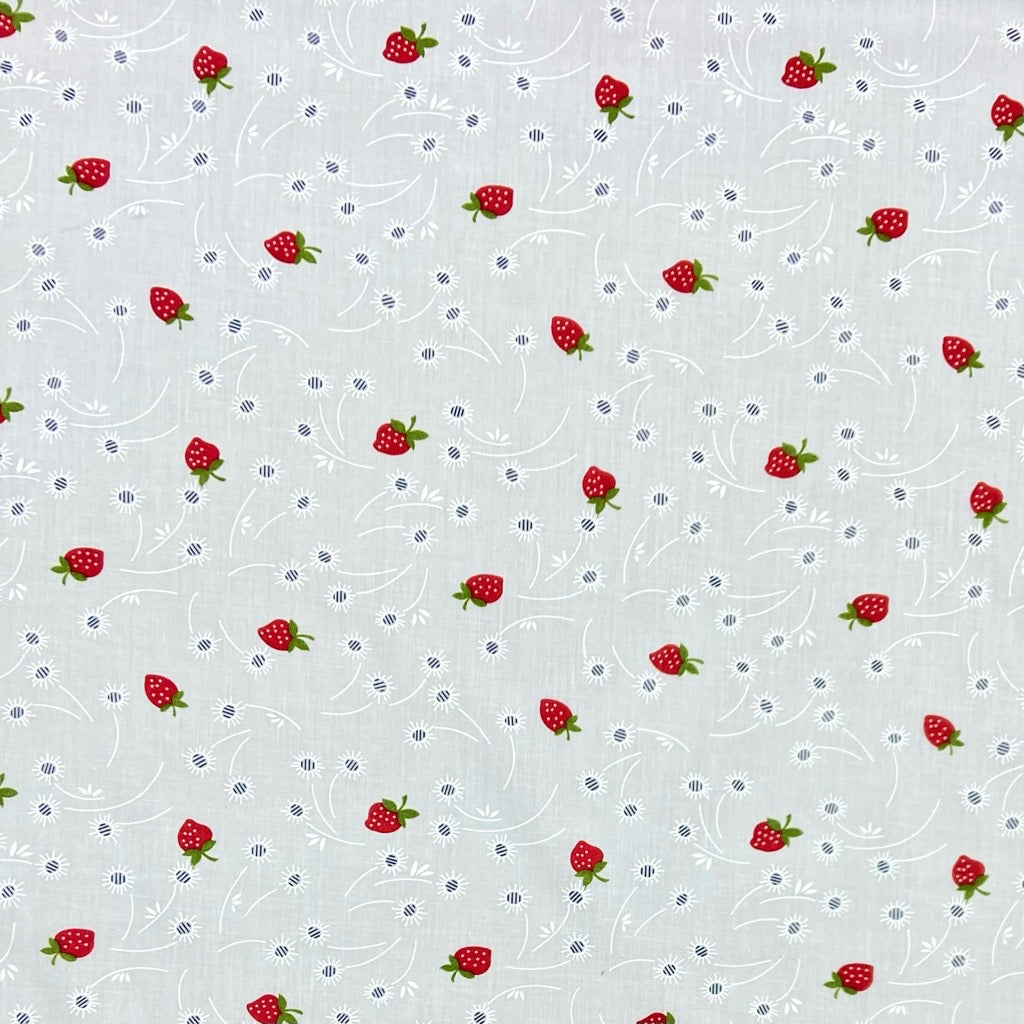 Dandelions and Strawberries Polycotton Fabric