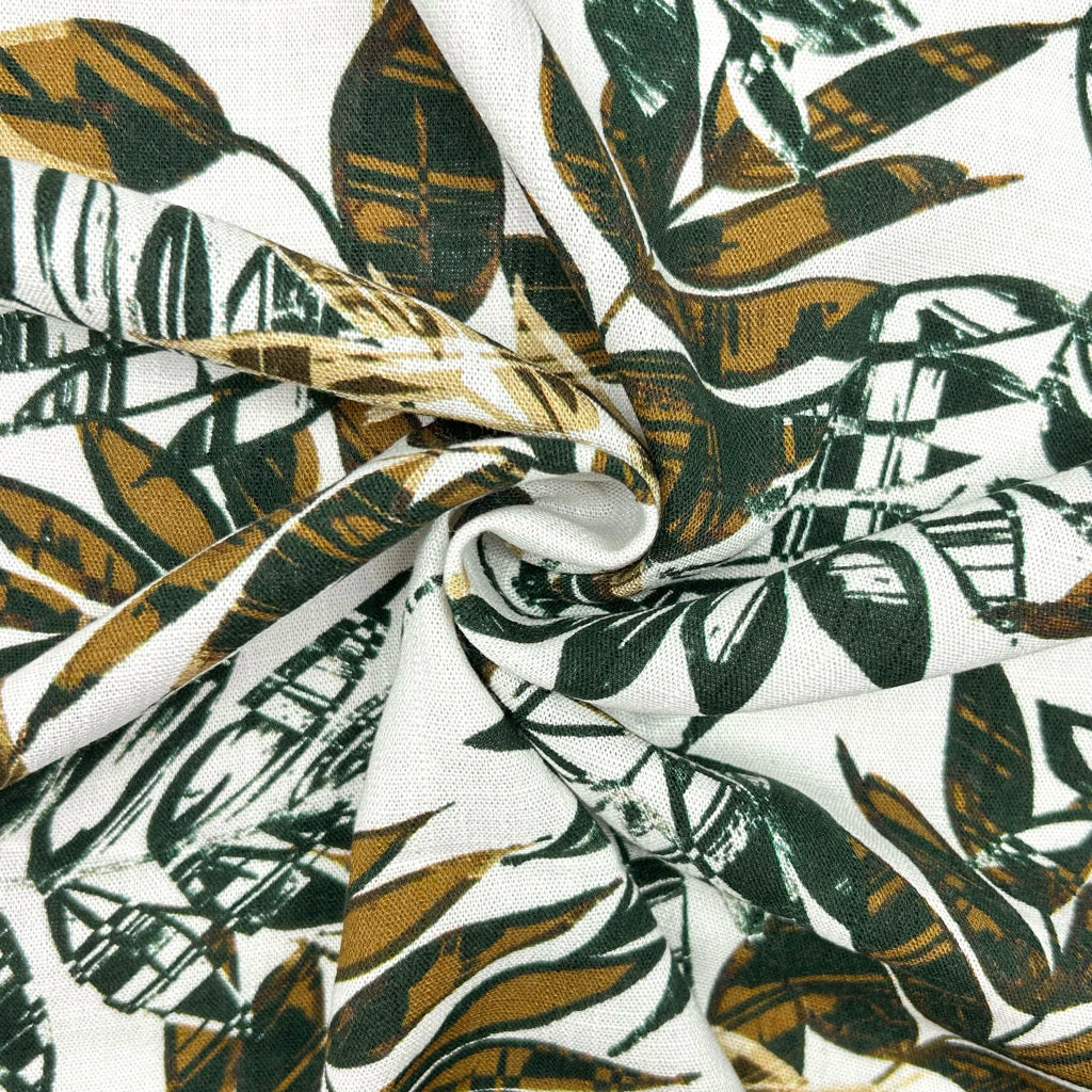 Botanical Canopy Stretch Linen Mix Fabric
