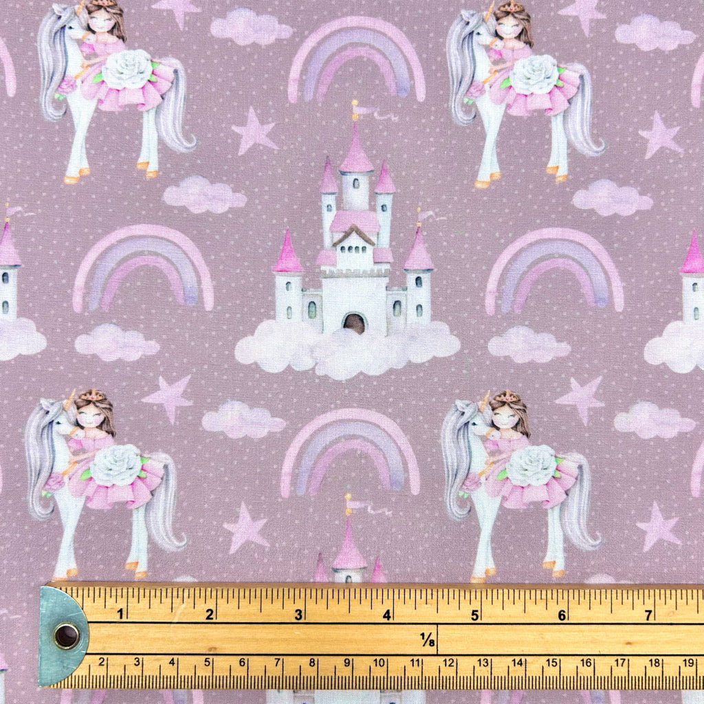 Rainbow Castle Polycotton Fabric