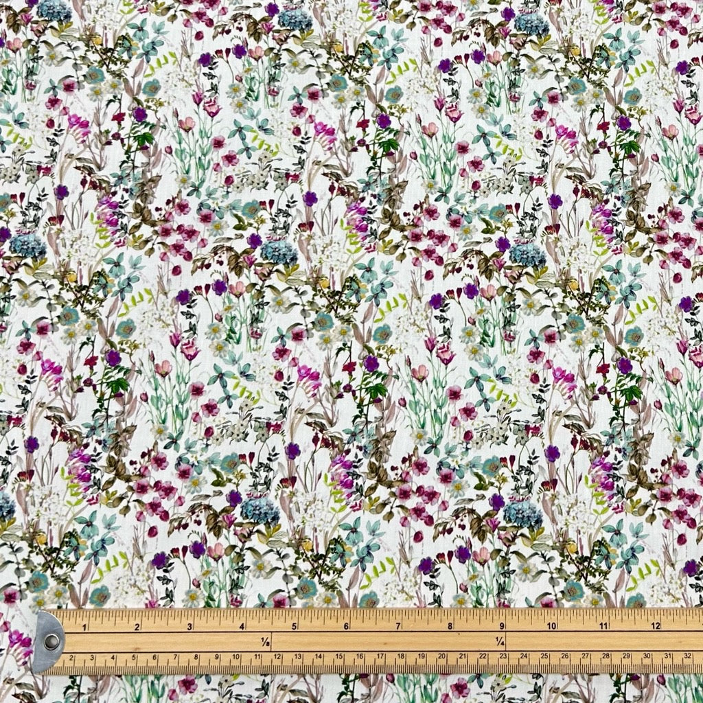 Wild Floral Rose &amp; Hubble Cotton Poplin Fabric - Pound Fabrics