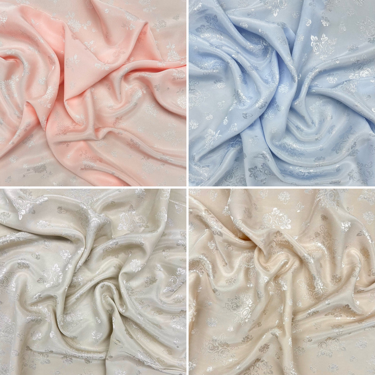Blush Meadow Jacquard Satin Fabric