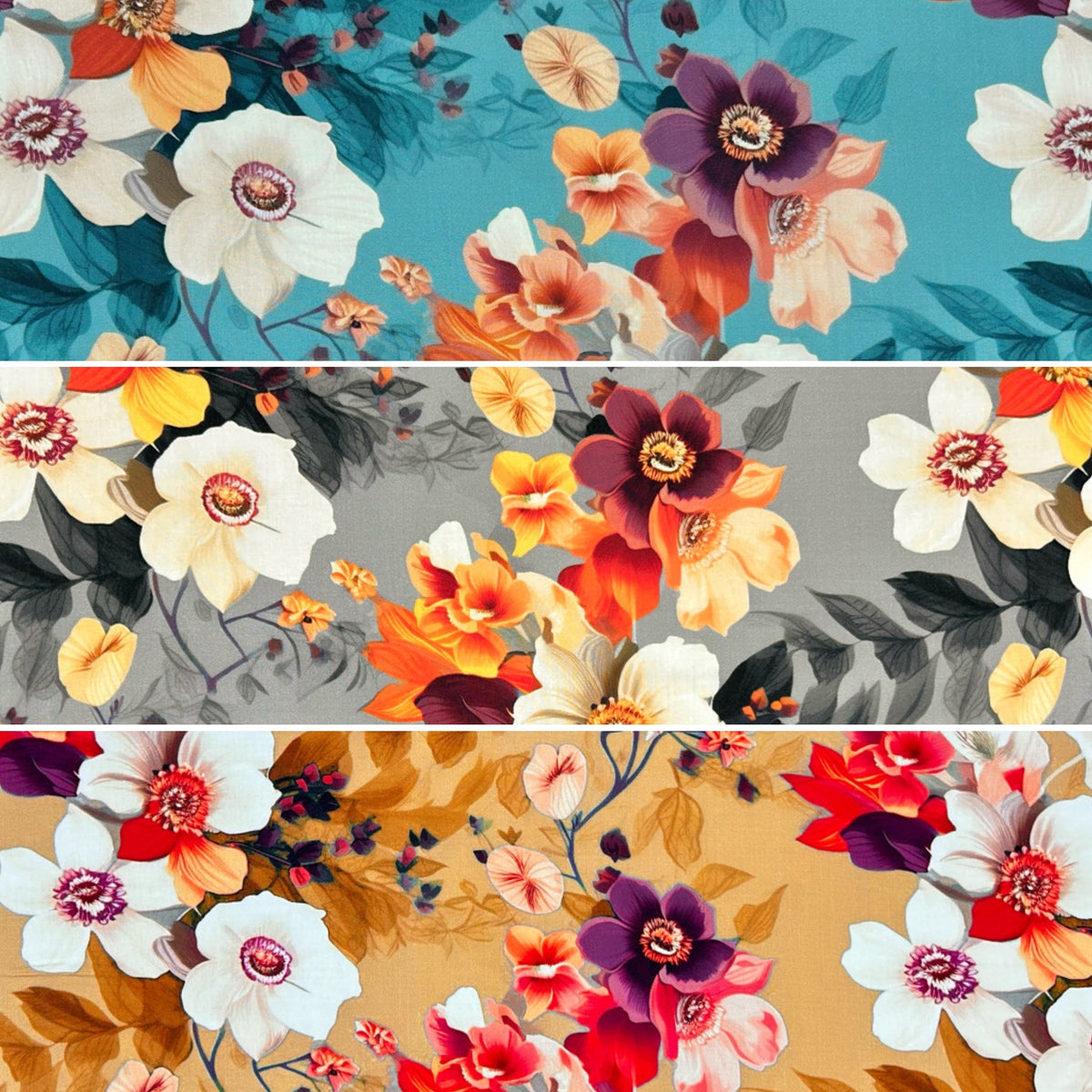 Warm Bloom Viscose Poplin Fabric