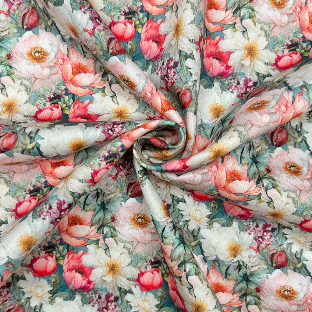 Blushing Blooms Cotton Sateen Fabric
