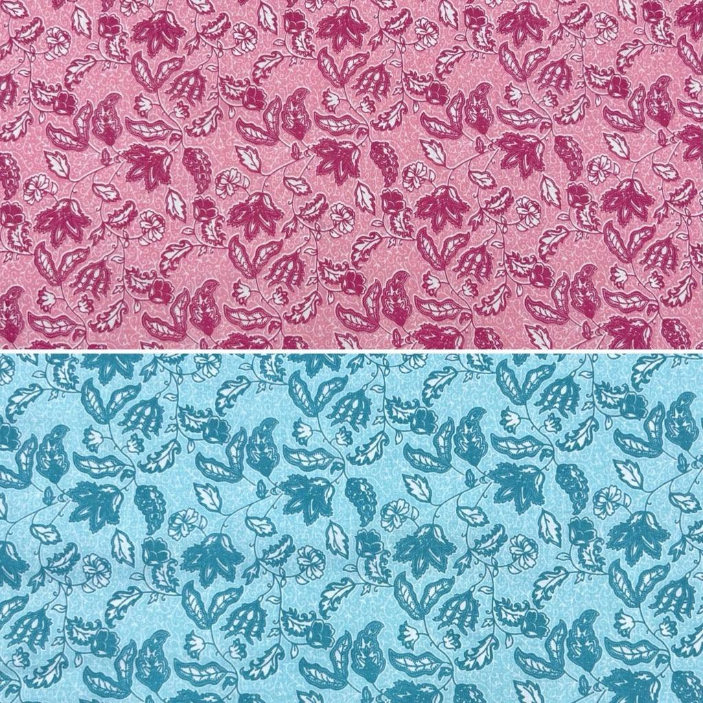 Outlined Flowers Polycotton Fabric