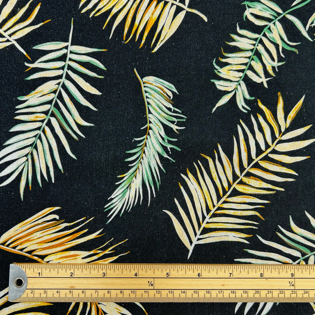 Palm Leaves Viscose Linen Fabric - Pound Fabrics