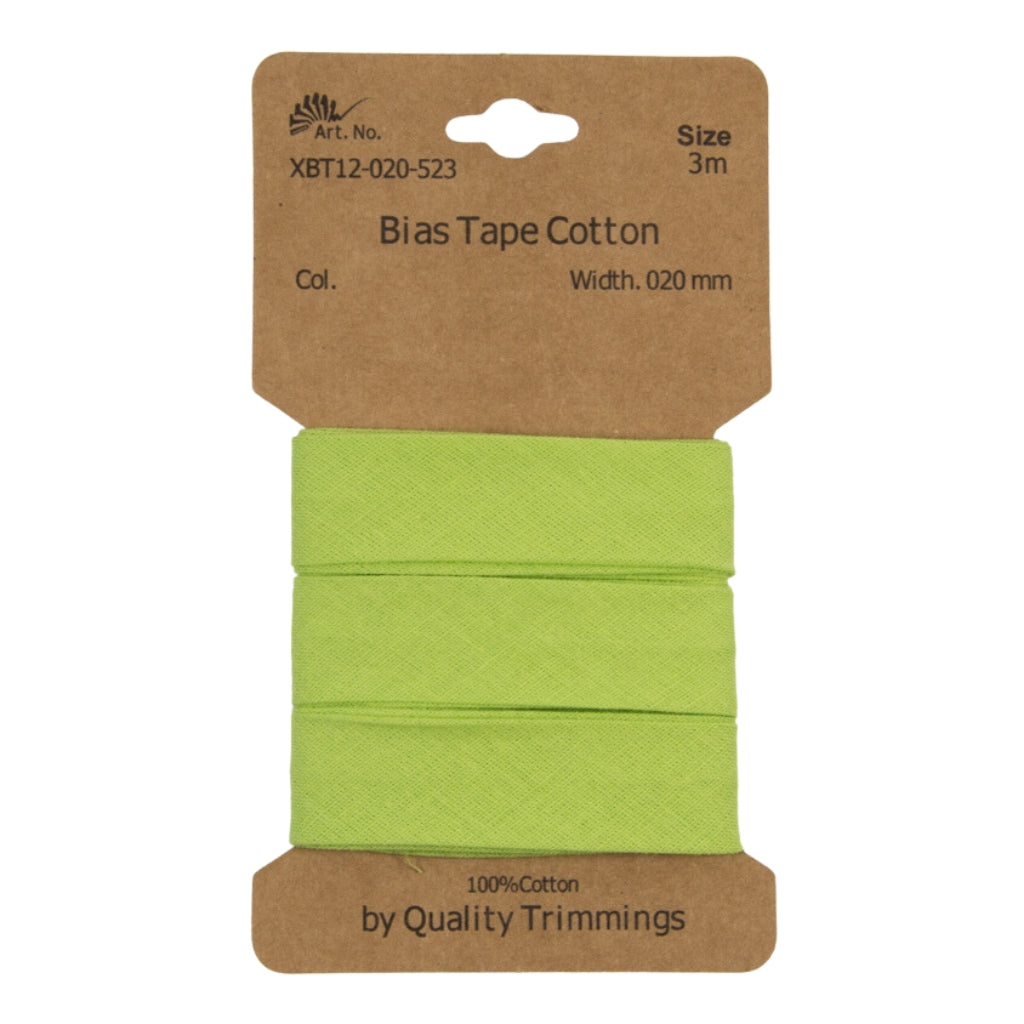 Plain 100% Cotton Bias Binding Tape - 20mm wide - 3 metres