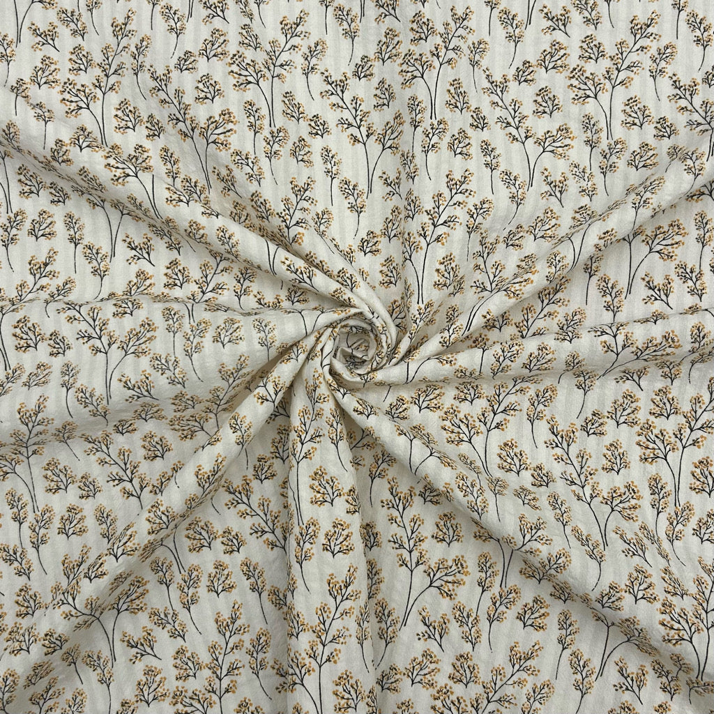 Blooming Branches Cotton Seersucker Fabric
