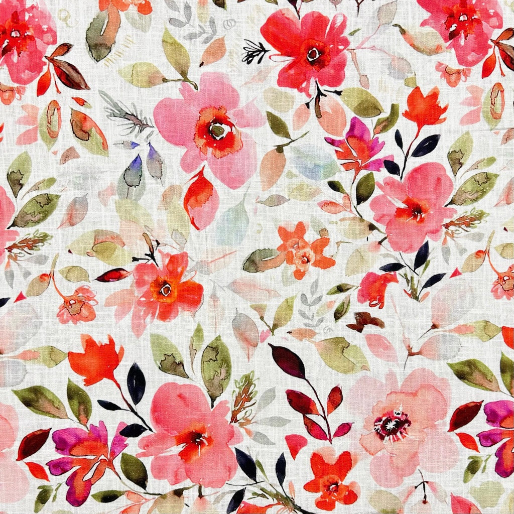 Blossom Watercolour Cotton Linen Fabric