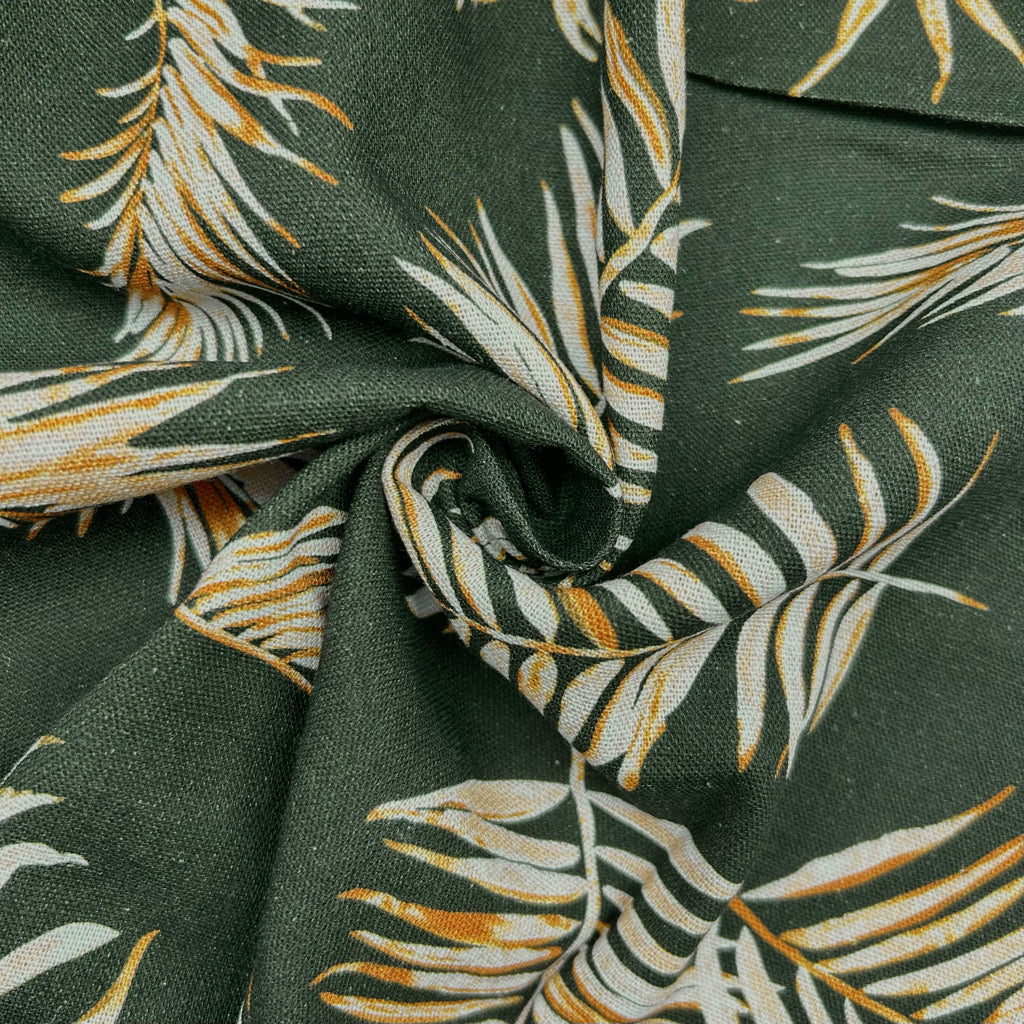 Palm Leaves Viscose Linen Fabric - Pound Fabrics