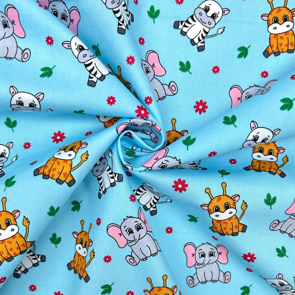 Baby Safari Rose & Hubble Cotton Poplin Fabric