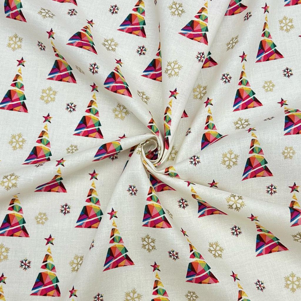 Rainbow Christmas Trees Cotton Fabric - Pound Fabrics