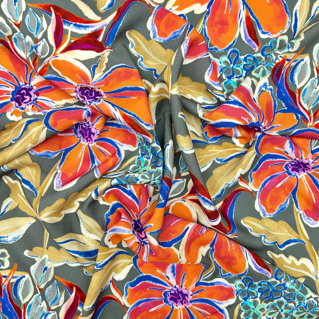 Harvest Bloom Viscose Challis Fabric