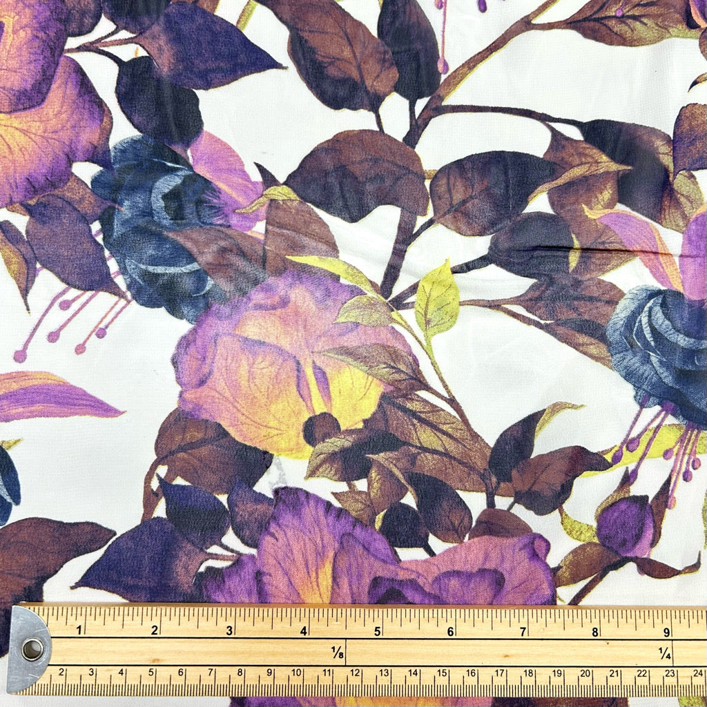 Purple/Plum Flowers Chiffon Fabric - Pound Fabrics